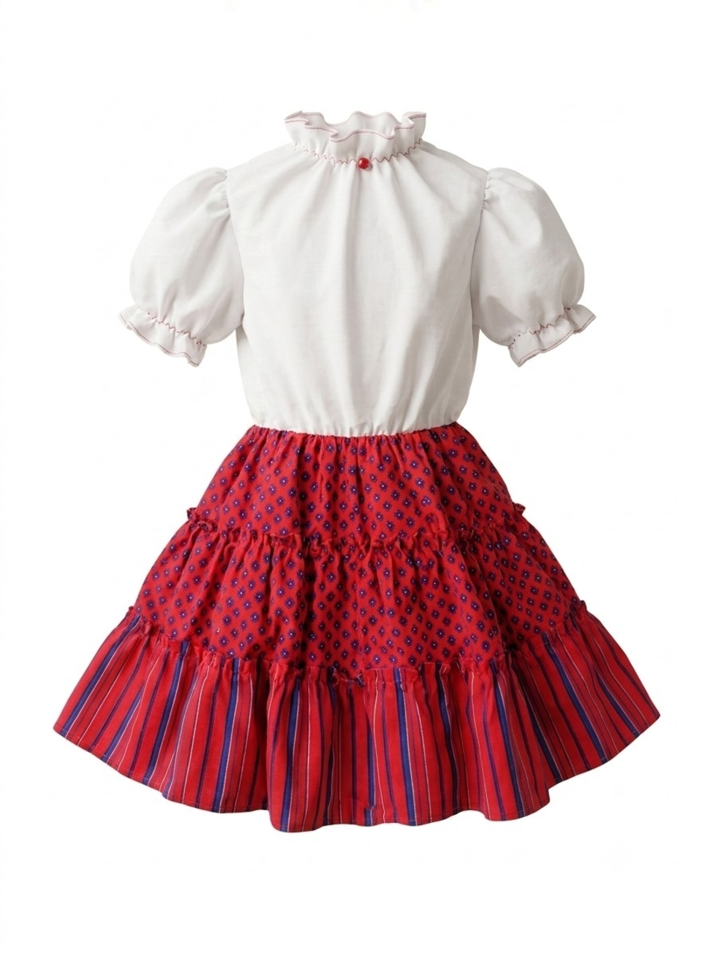 VTG 70s 80s Prairie Calico Ruffle Tiered Dress 3T 4T Boho Puff Sleeve